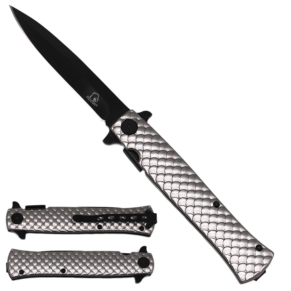 Falcon 9" Overall Semi Automatic Gray Folding Knife