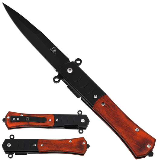 Falcon Wooden Handle Spring Assisted Pocket Knife
