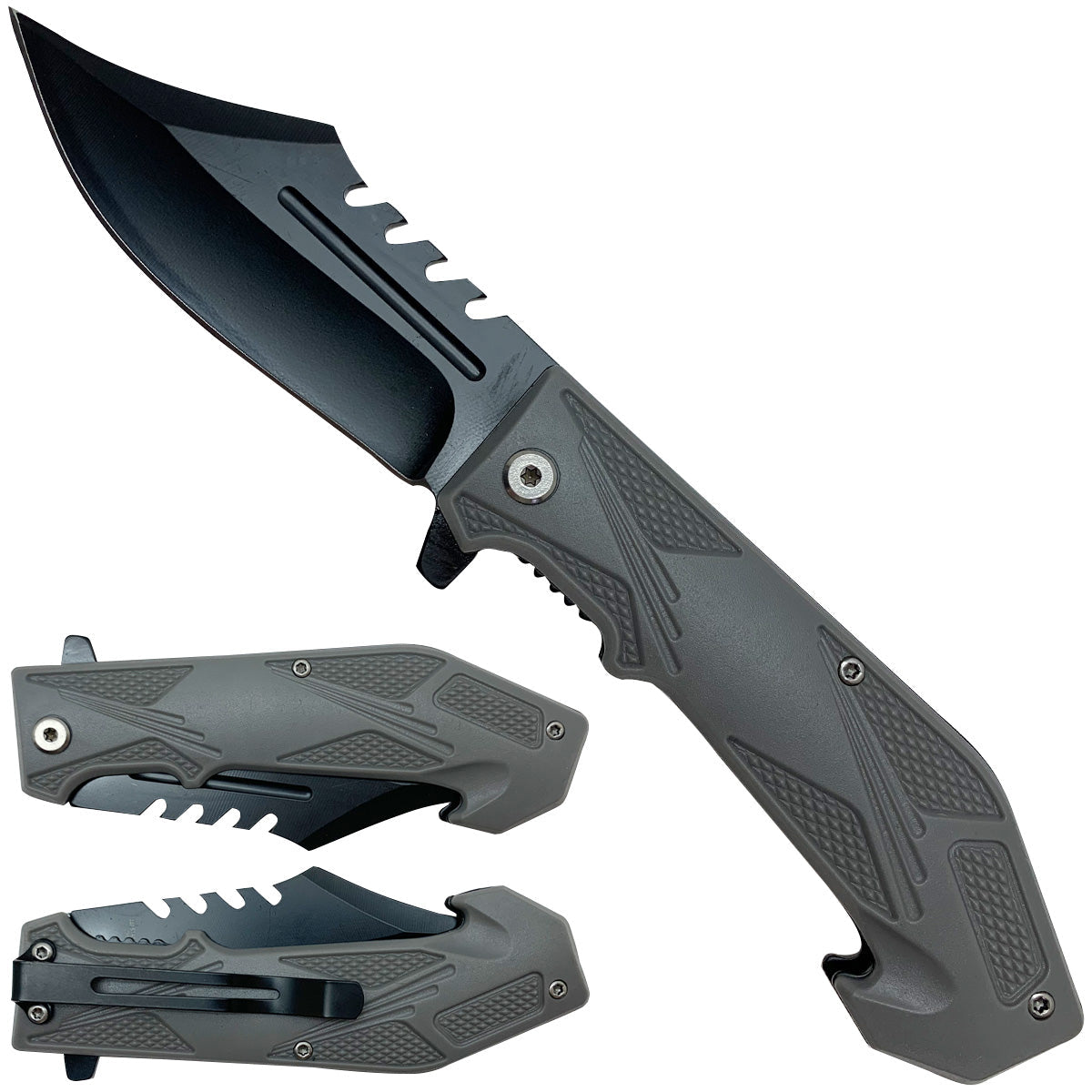 Grey tactical folding pocket knife | Pacific Solution