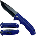 Blue tactical spring assisted folding knife | Pacific Solution