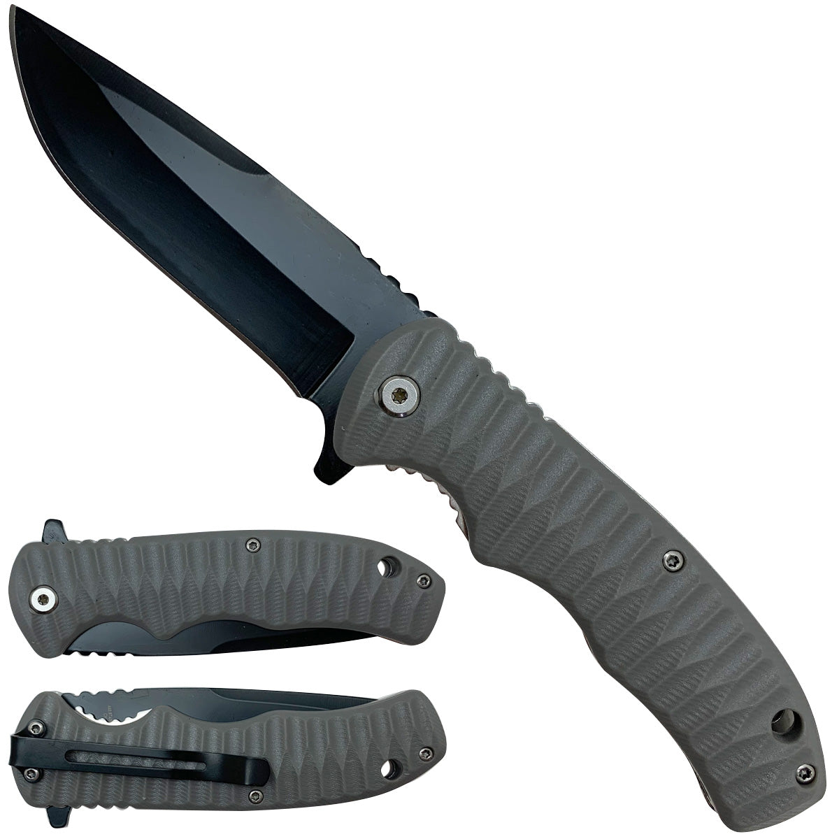 Tactical folding pocket knife gray handle | Pacific Solution