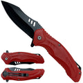 Red folding pocket knife, open and closed. | Pacific Solution