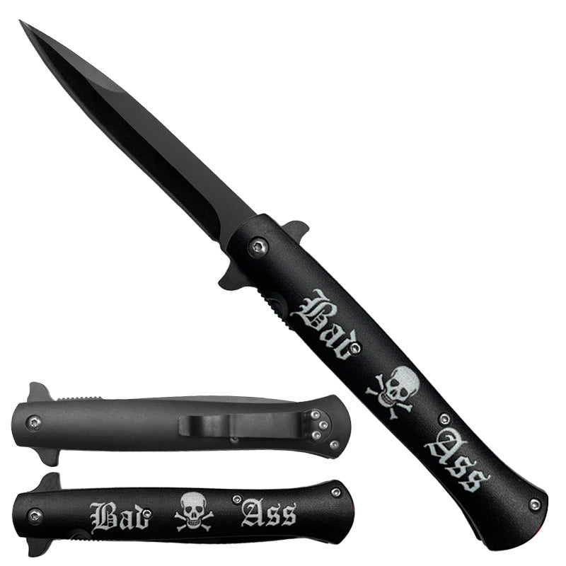 4" Black Blade / Bad Ass Handle / Assisted Knife