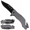 Gray Handle Spring Assisted Pocket Knife