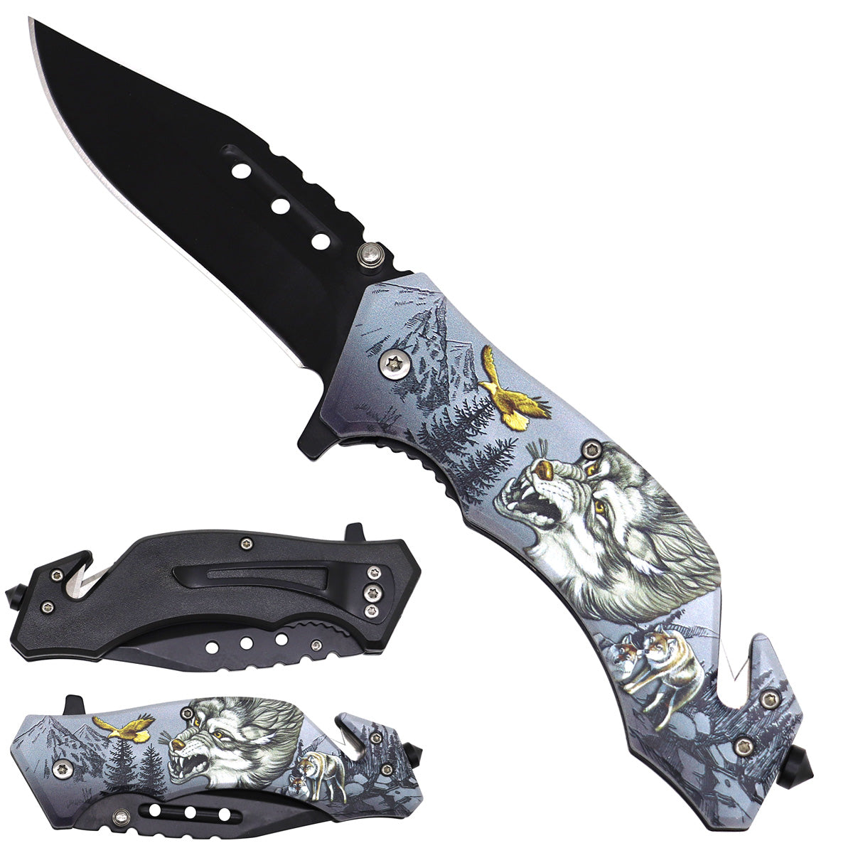 Hunter Wolf Spring Assisted Pocket Knife