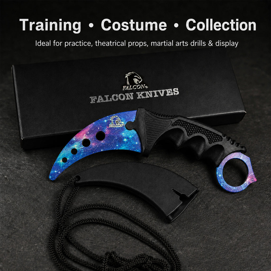 Falcon 7 1/2" Purple Combat Karambit Trainer Knife