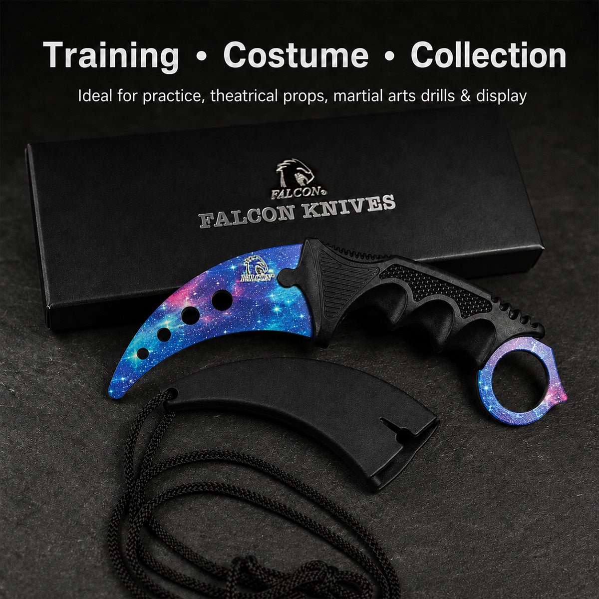 Falcon 7 1/2" Purple Combat Karambit Trainer Knife