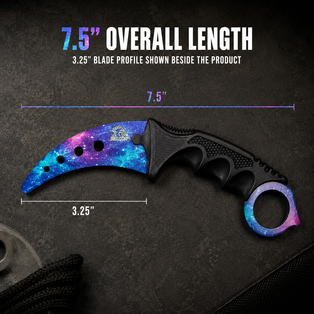 Falcon 7 1/2" Purple Combat Karambit Trainer Knife