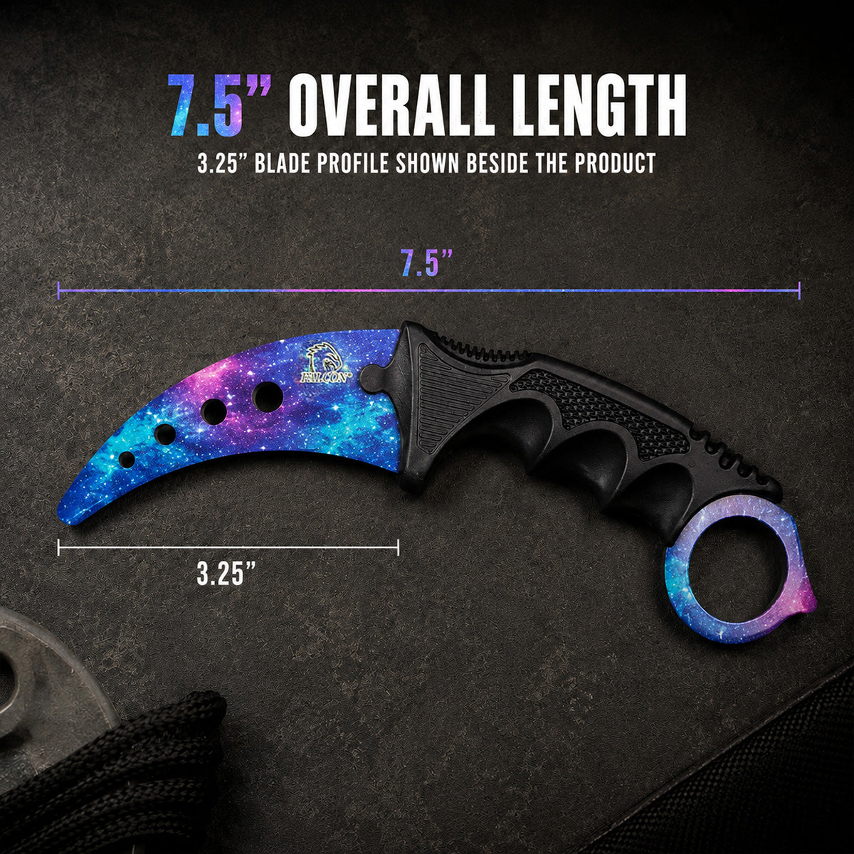 Falcon 7 1/2" Purple Combat Karambit Trainer Knife