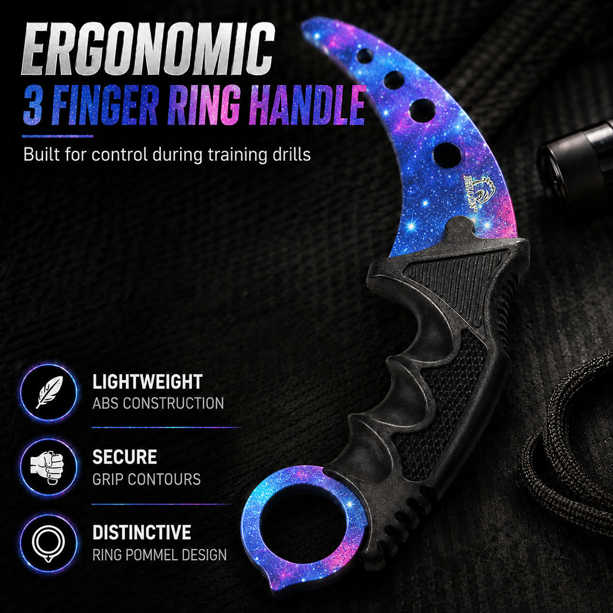 Falcon 7 1/2" Purple Combat Karambit Trainer Knife