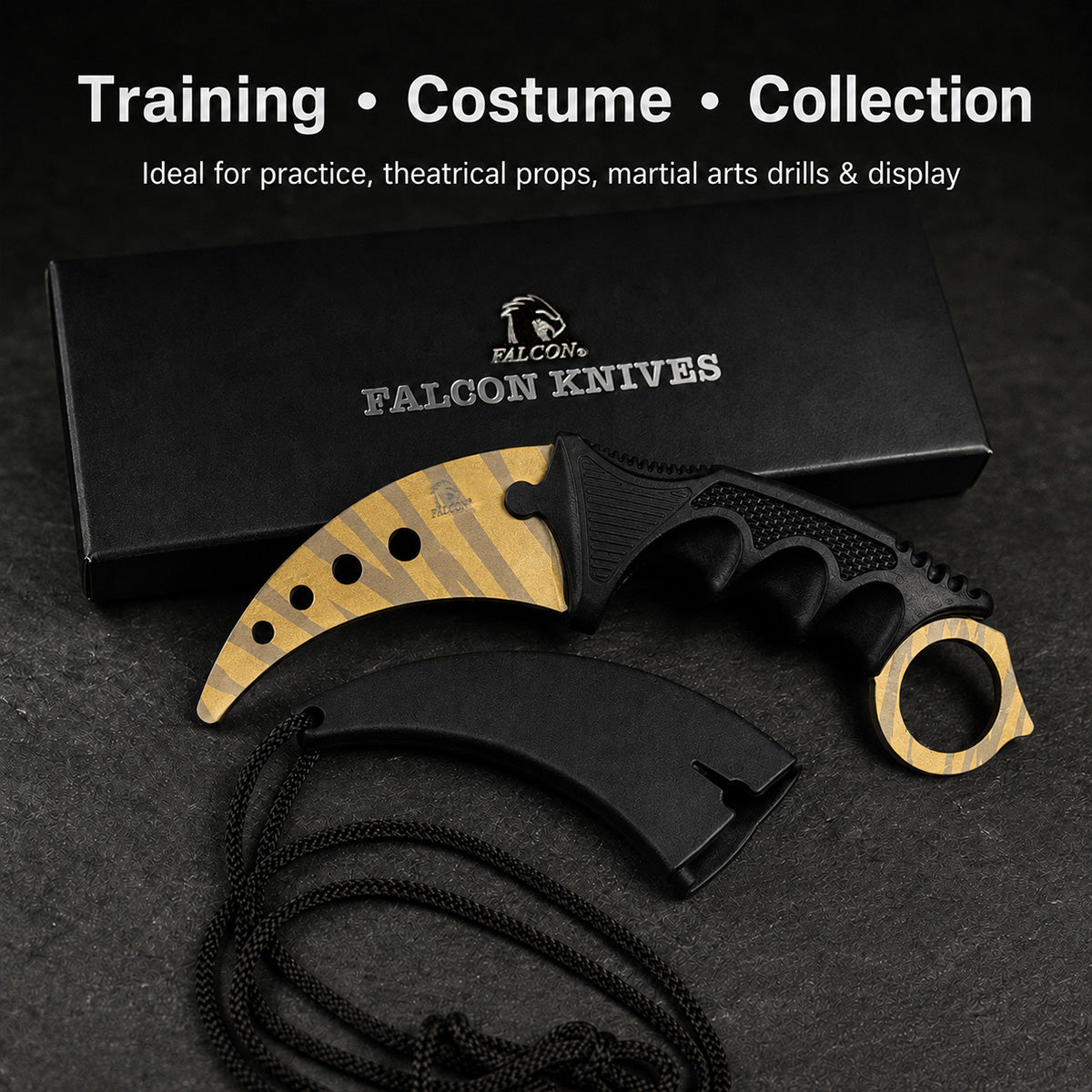 7 1/2" Gold Karambit Trainer Knife