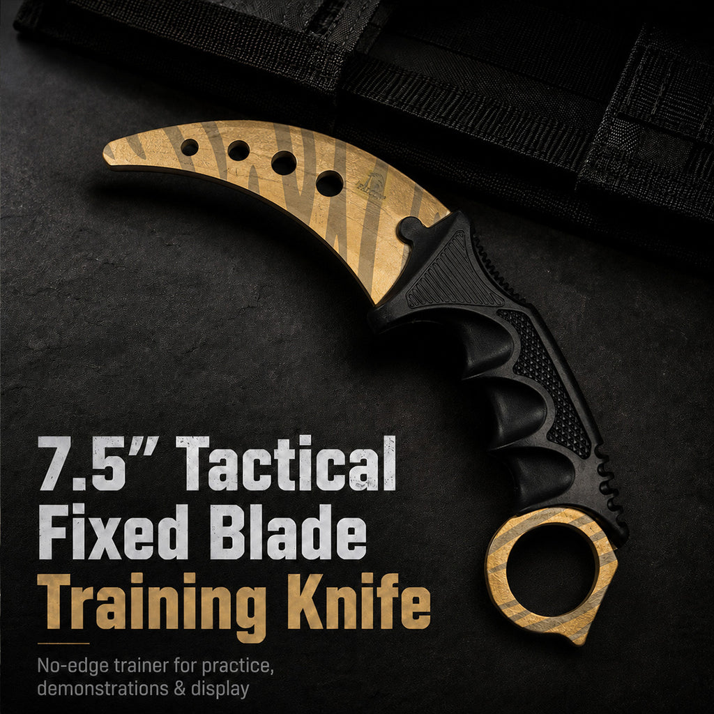 7 1/2" Gold Karambit Trainer Knife