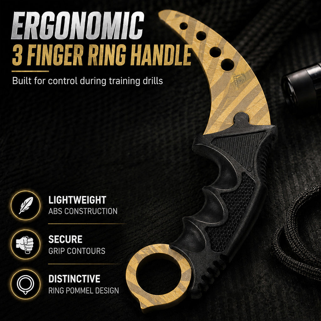 7 1/2" Gold Karambit Trainer Knife