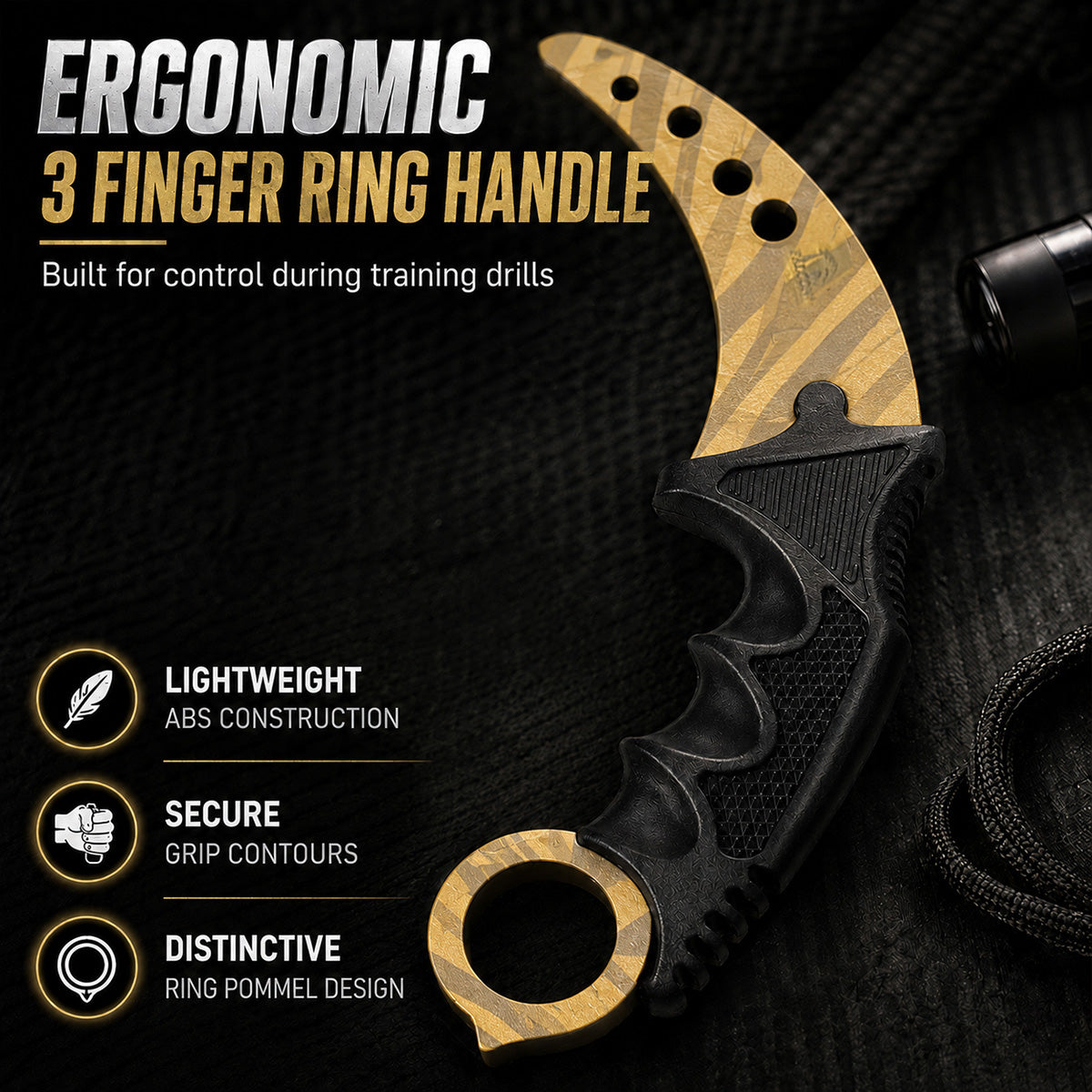 7 1/2" Gold Karambit Trainer Knife