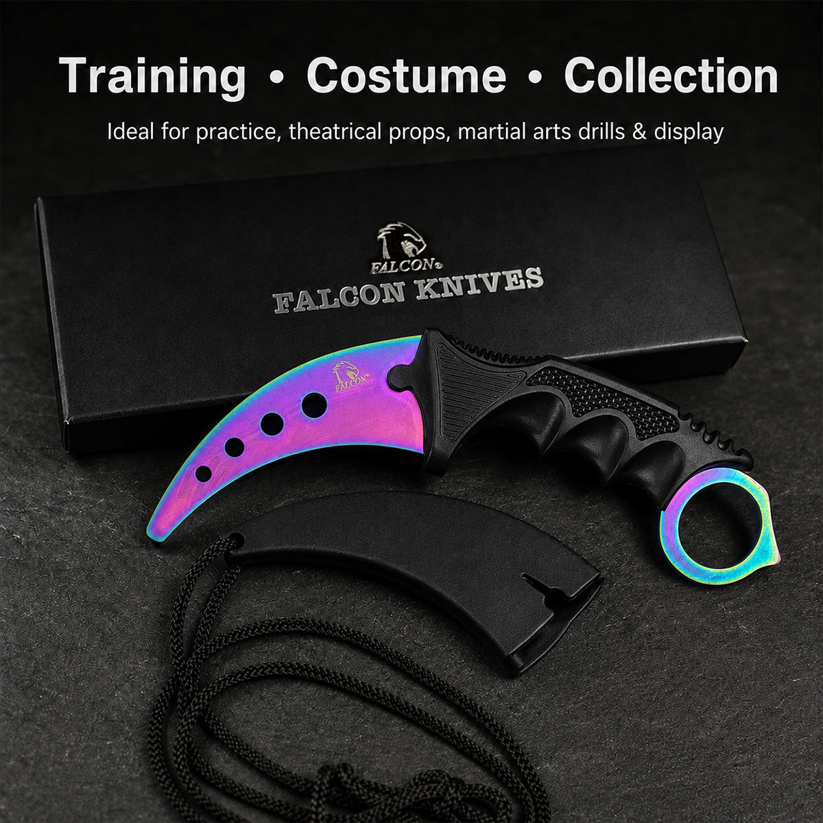 3" Rainbow Blade / Black Handle / Tactical Knife