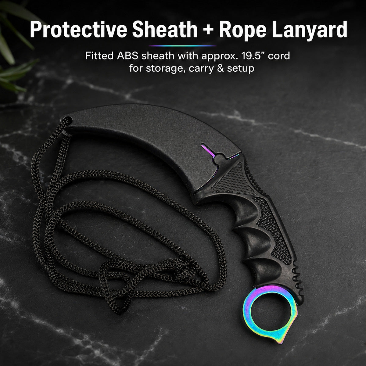3" Rainbow Blade / Black Handle / Tactical Knife