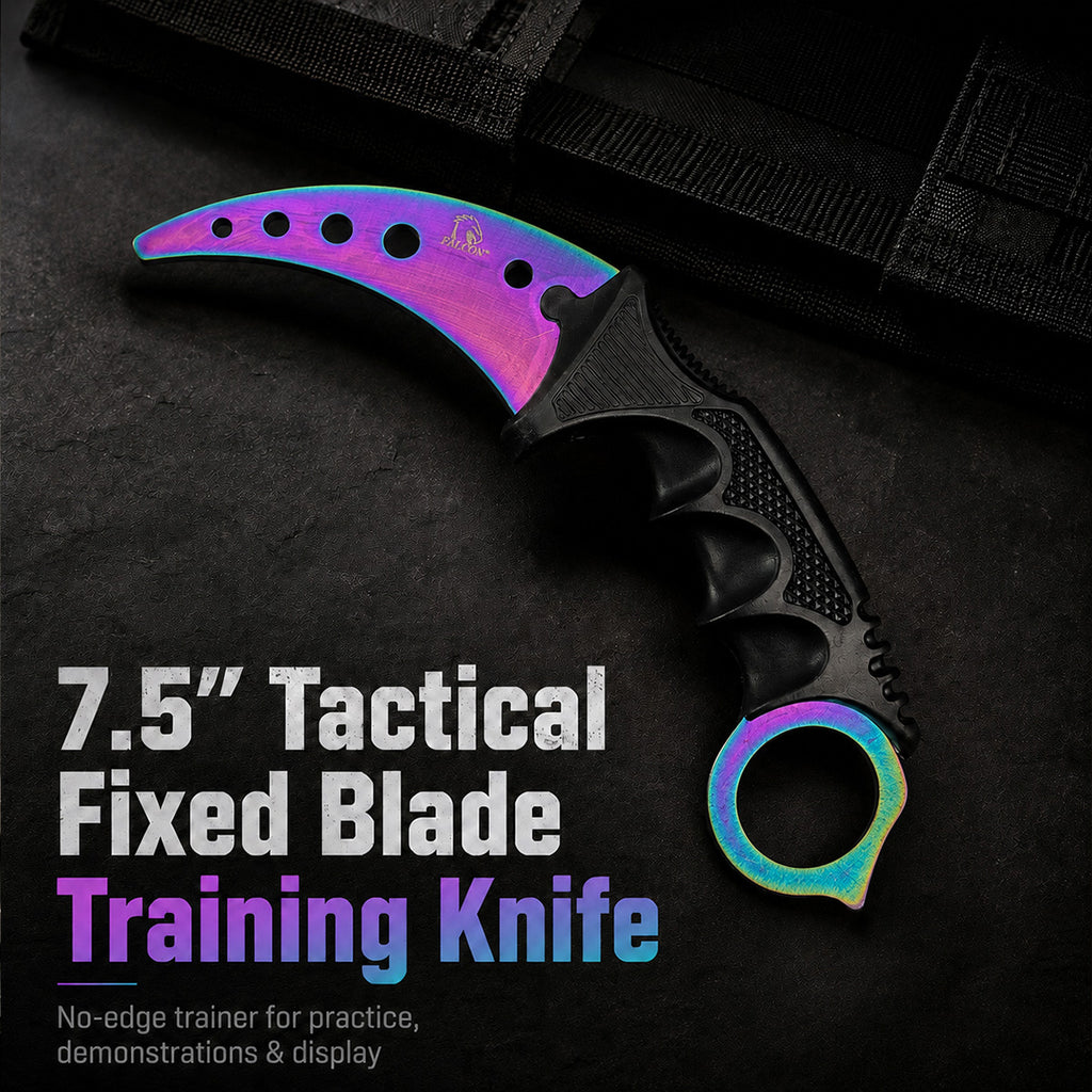 3" Rainbow Blade / Black Handle / Tactical Knife