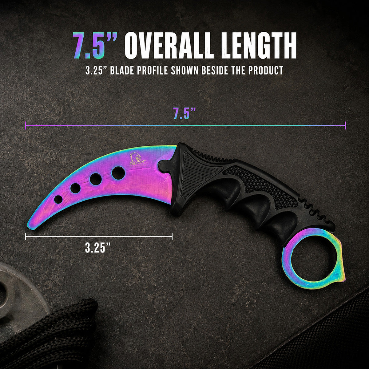 3" Rainbow Blade / Black Handle / Tactical Knife