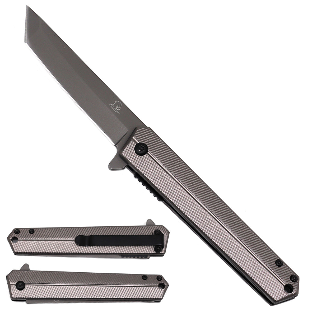 Falcon 8.5" Spring Assisted Pocket Knife Stainless Steel Tanto Blade