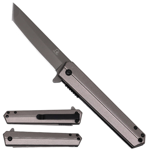 Falcon 8.5" Spring Assisted Pocket Knife Stainless Steel Tanto Blade