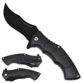 Spring Assisted Black Pocket Knife - ABS Plastic Handle