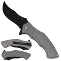 Spring Assisted Gray Pocket Knife - ABS Plastic Handle
