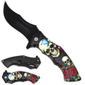 Skull & Roses Spring Assisted Pocket Knives - ABS Plastic Handle
