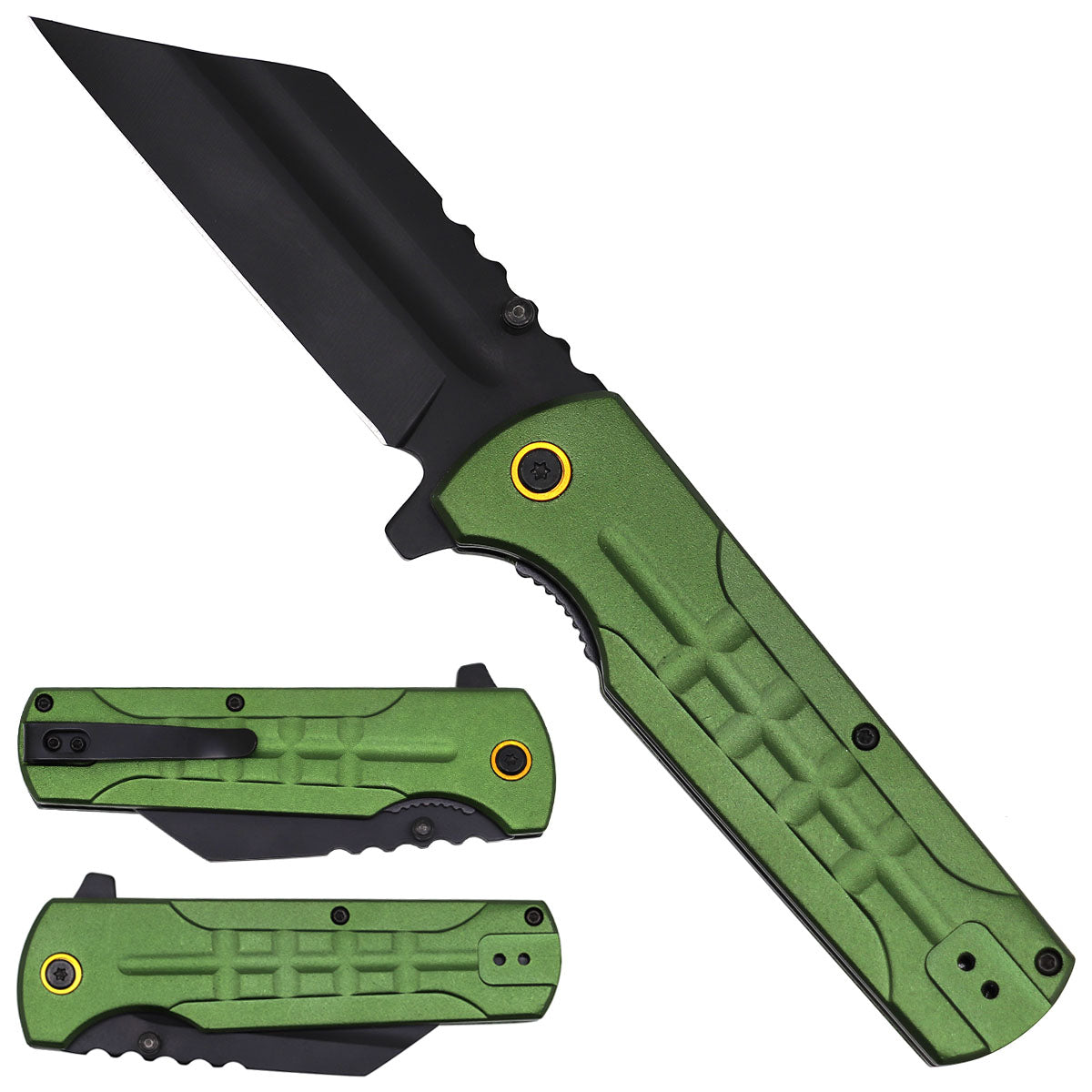 green-spring-assisted-pocket-knife-textured-handle