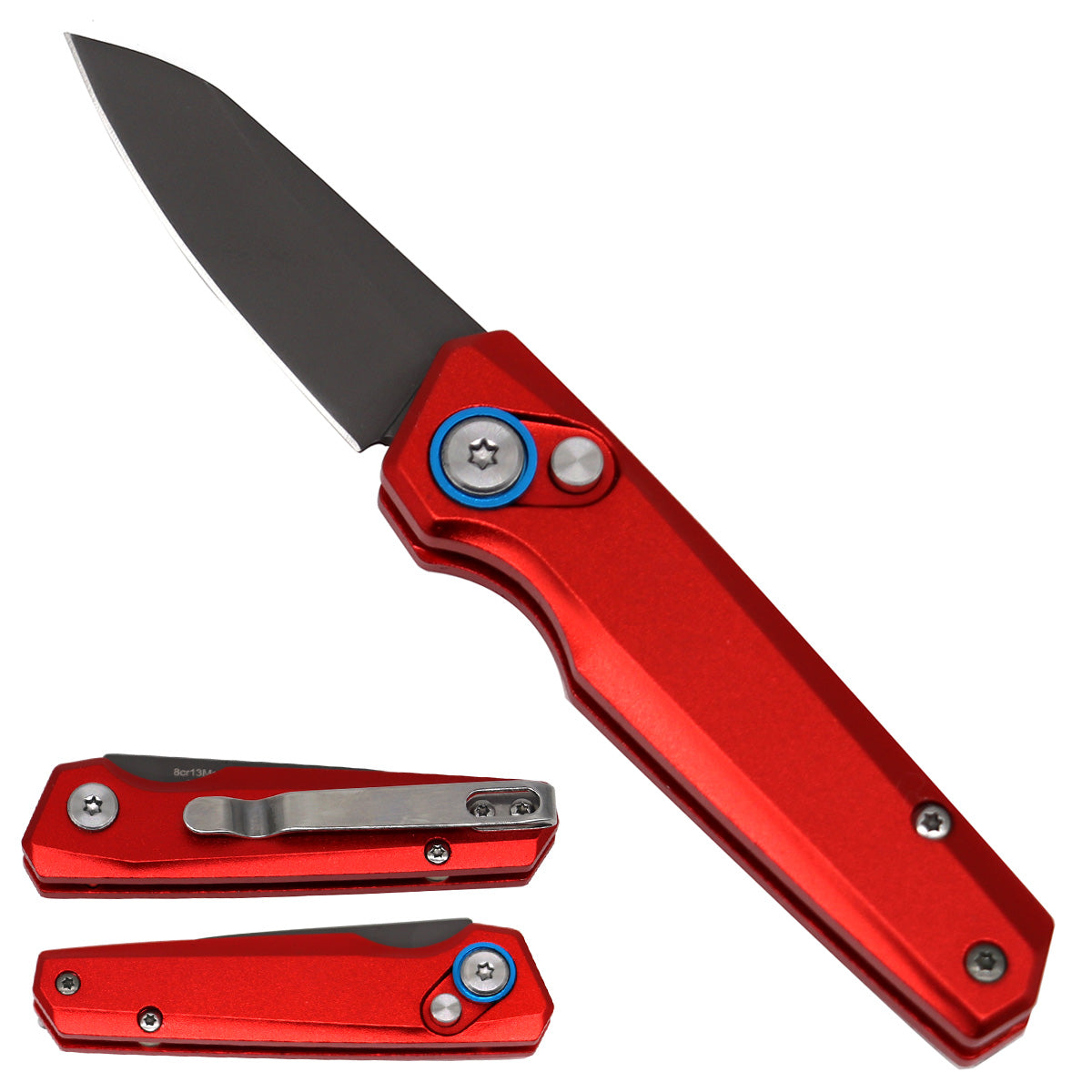 Mini Switchblade - Red Switchblade Pocket Knives
