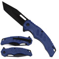 Spring-assisted folding pocket knife with navy ABS handle and black blade, SKU KS1496NV