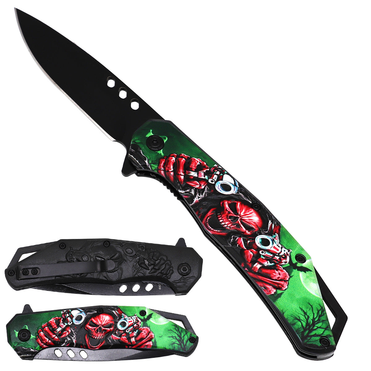 Semi-Automatic Folding Pocket Knife, 3mm Black Blade & ABS Handle | KS1498RD