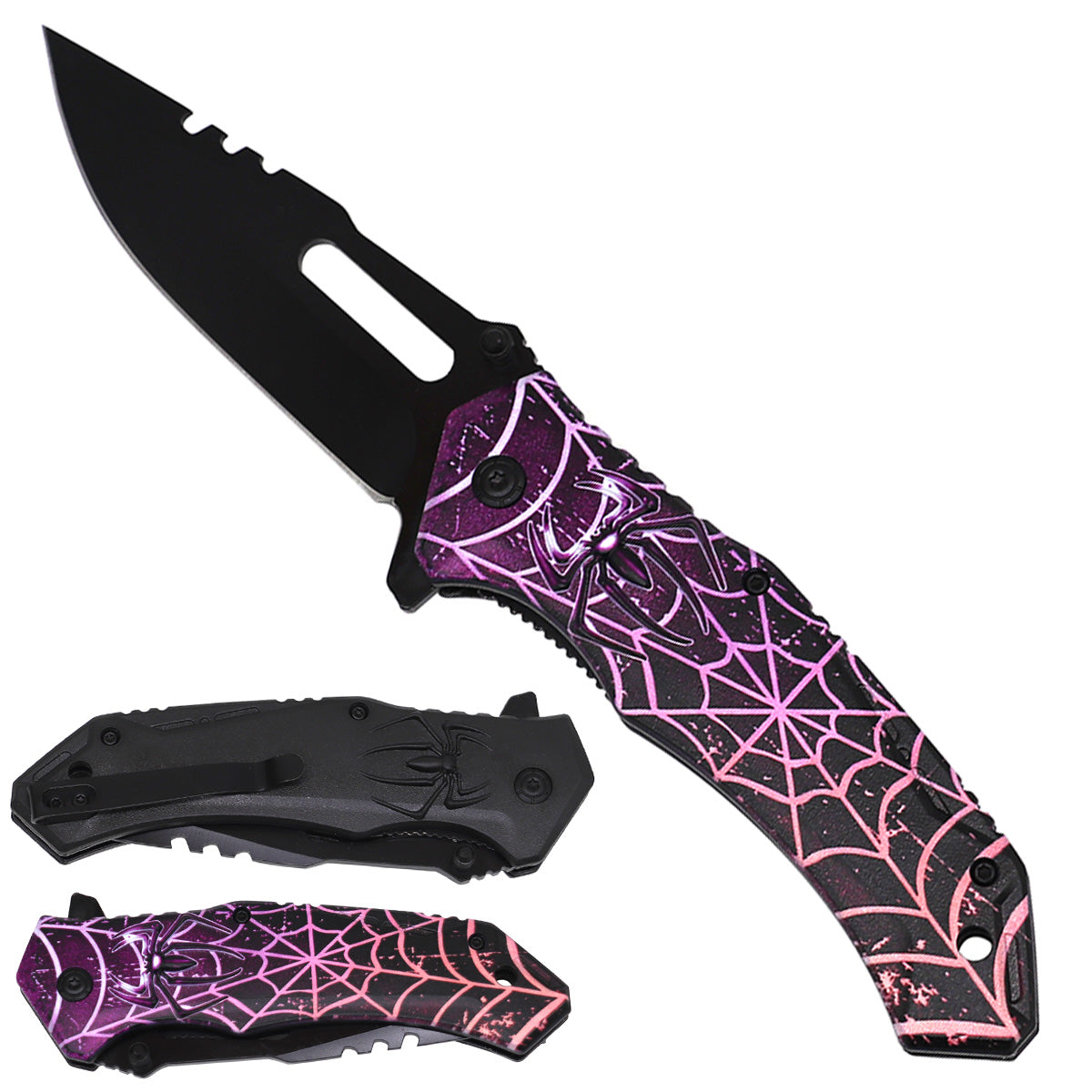 Semi-Automatic Folding Pocket Knife, 3mm Black Blade & ABS Handle | KS1499PP