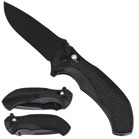 Spring Assisted Pocket Knife - Black Handle