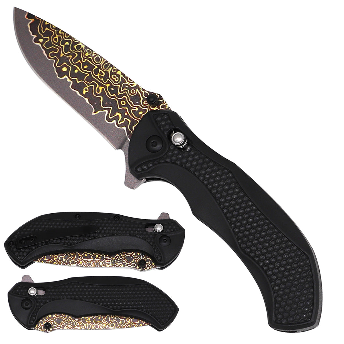 KS1510DM-3 Damascus Blade Spring Assisted Folding Knife