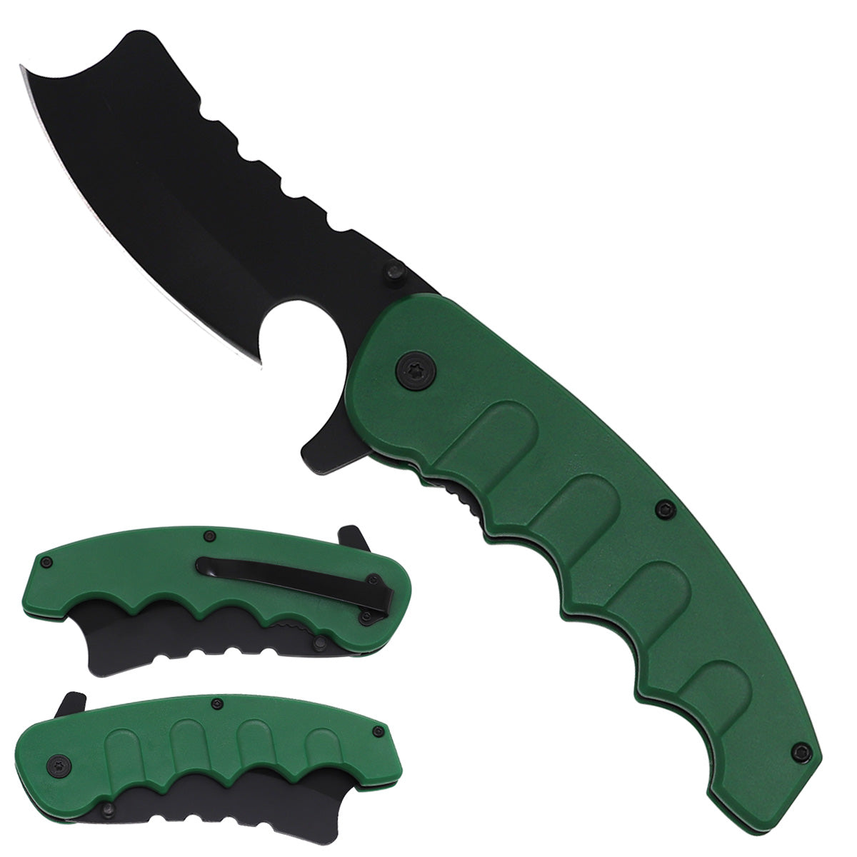8-Inch Spring-Assisted Pocket Knife with Belt Clip – KS1680GN