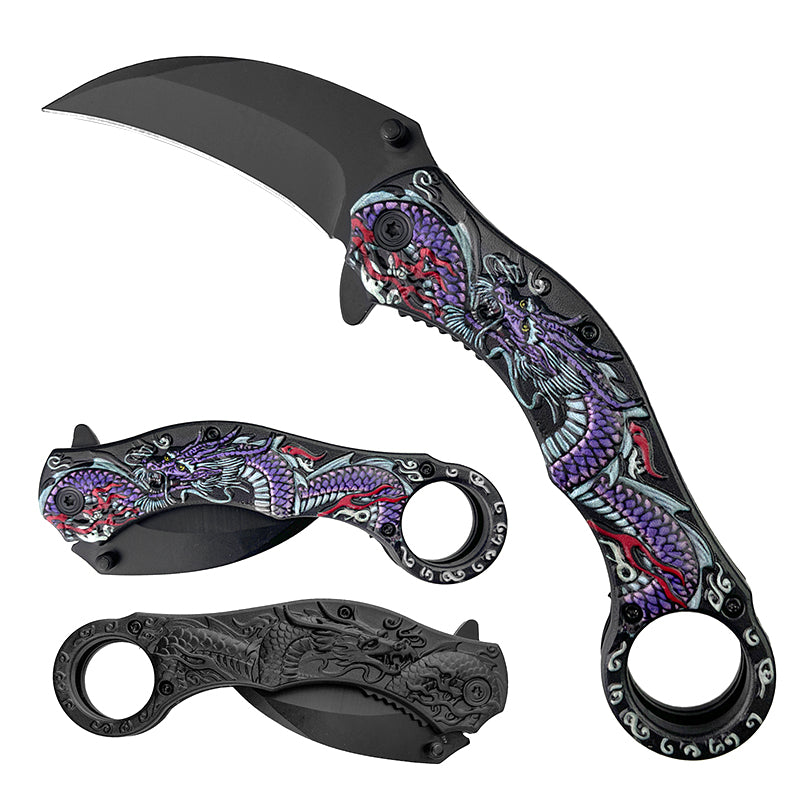 7 3/4" Purple Dragon Karambit Knife
