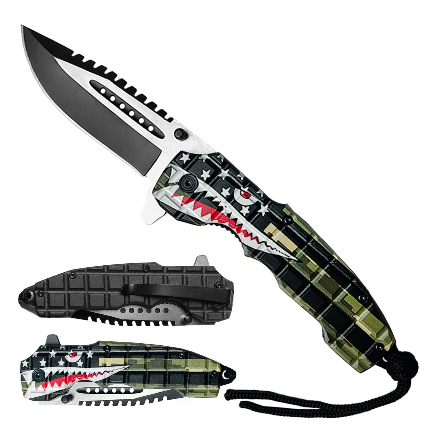 8-spring-assisted-pocket-knife-camo-shark-handle