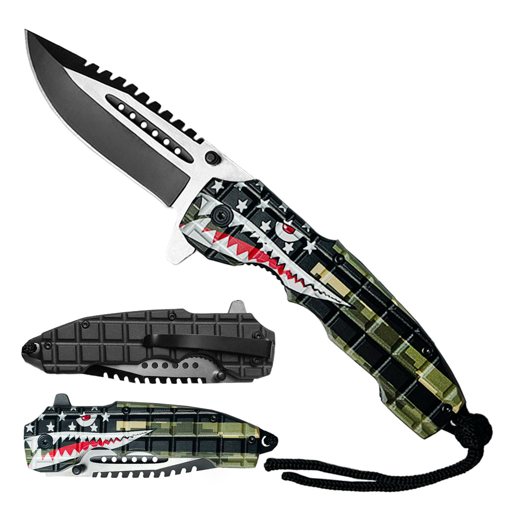 3" Black Blade / Shark Handle / Assisted Knife