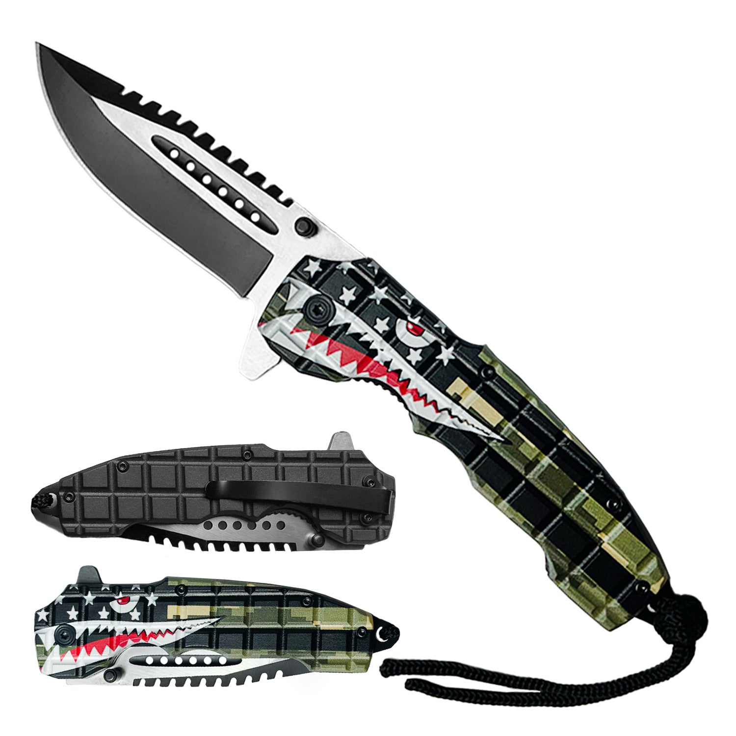 3" Black Blade / Shark Handle / Assisted Knife
