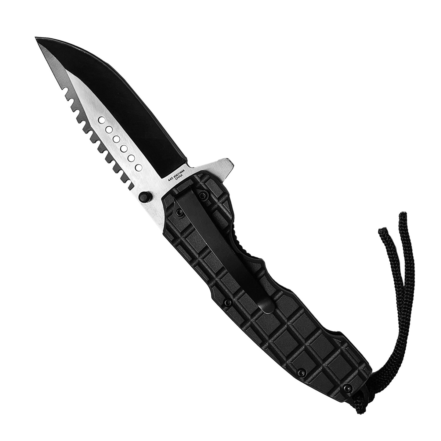 8" Spring Assisted Pocket Knife Green Shark Handle