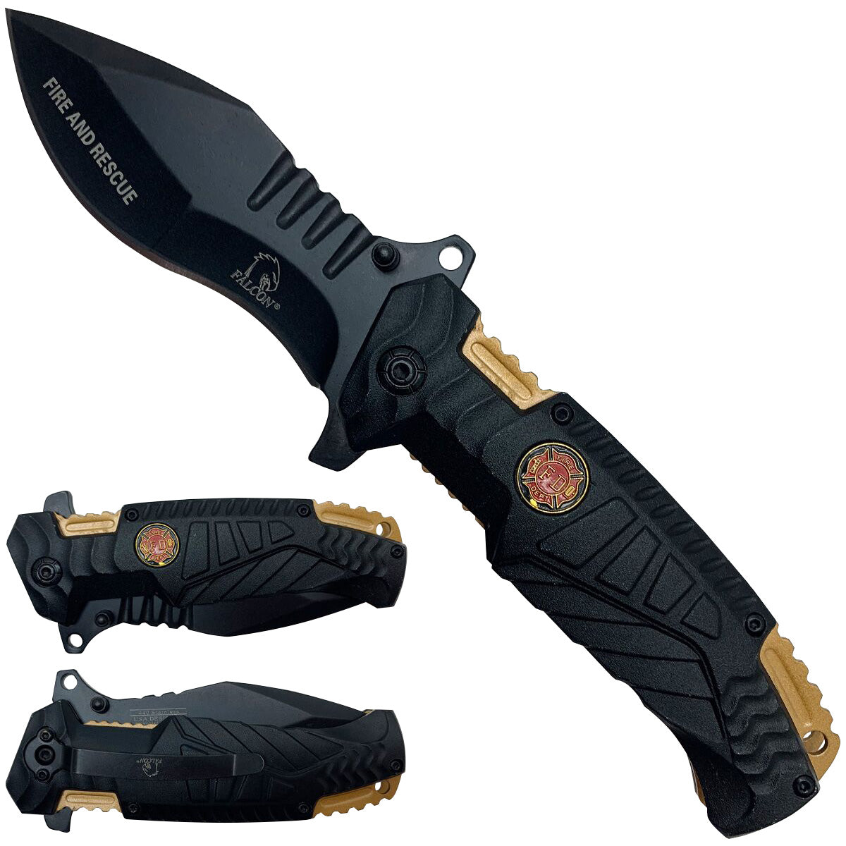 Falcon Fire & Rescue Spring-Assisted Knife, 440 Steel | KS2002FD