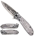Falcon Black & White Pattern Spring-Assisted Pocket Knife