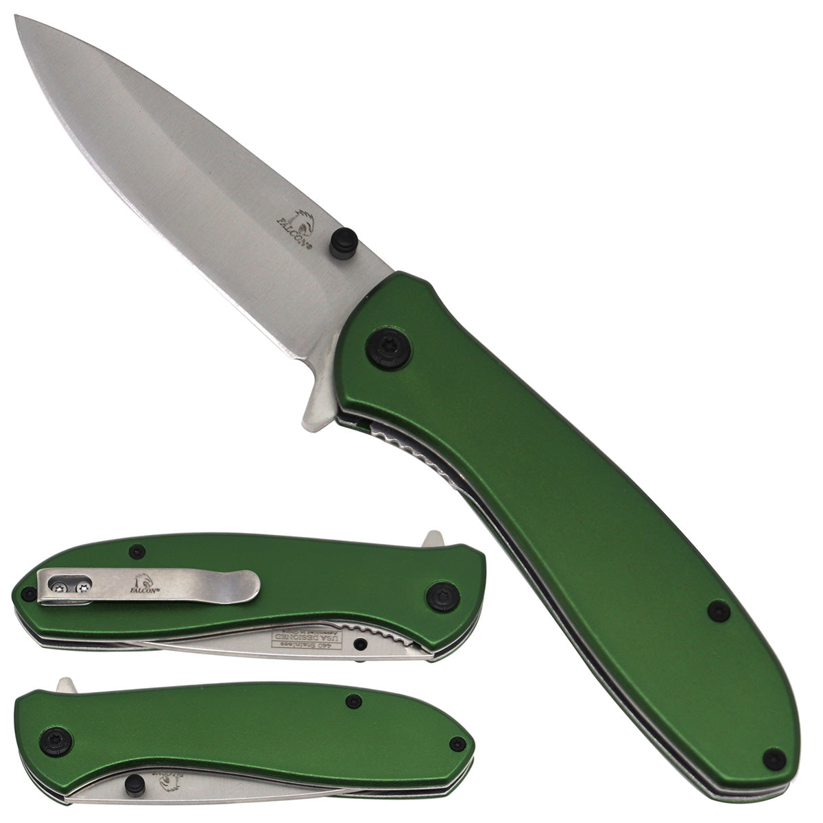 Falcon Green Spring Assisted Pocket Knives