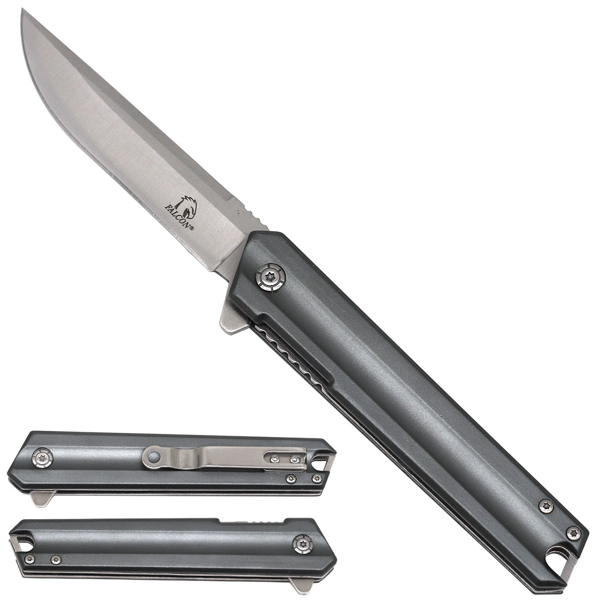 Falcon Gray Spring Assisted Pocket Knife