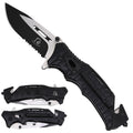 Falcon Spring Assisted Pocket Knife with Serrated Blade - Black