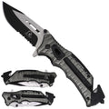 Falcon Spring Assisted Pocket Knife with Serrated Blade - Gray
