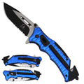 Falcon Spring Assisted Pocket Knife with Serrated Blade - Navy