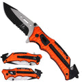 Falcon Spring Assisted Pocket Knife with Serrated Blade - Orange