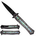Falcon KS2338-1 spring-assisted knife with black 3.75-inch 440 stainless-steel blade and 5-inch 3D-design aluminum handle