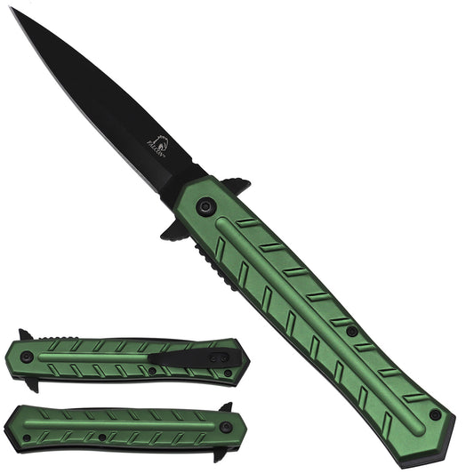 Falcon Green Spring Assisted Stiletto Pocket Knife